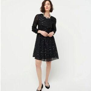 J Crew A Line Sheer Dress Metallic Dot Over Solid Underdress Black Sz 6 NWT